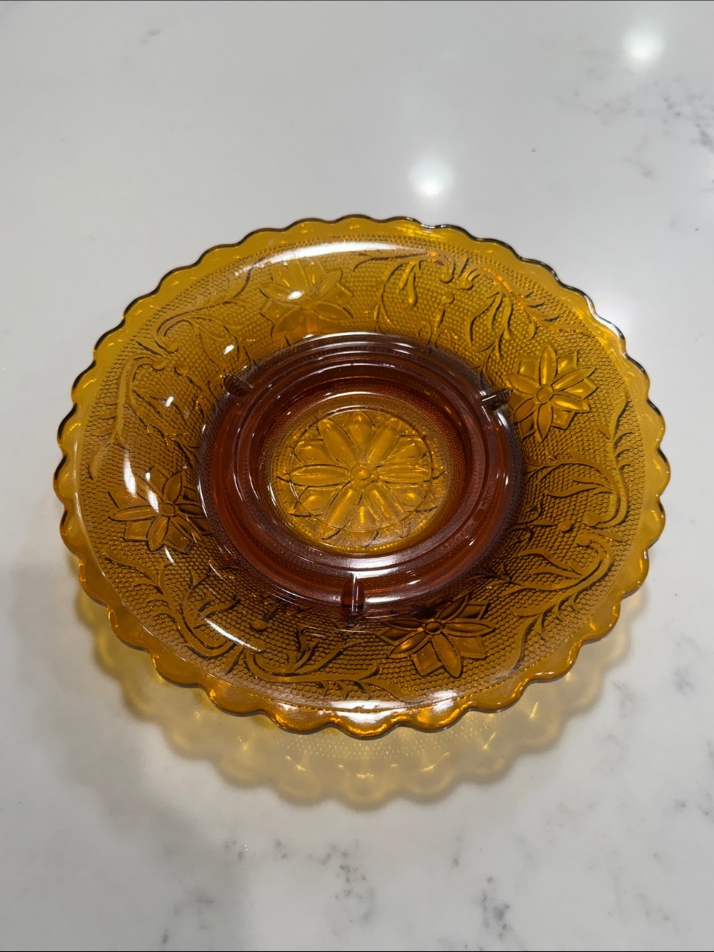Vintage Indiana amber Glass dish ashtray trinket dish candle holder candy dish